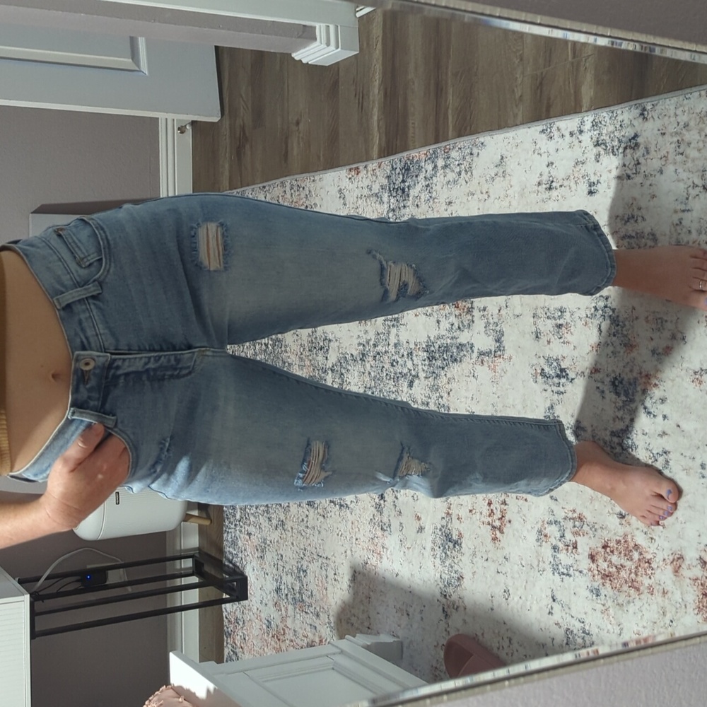 High Rise Distressed Blue Jeans